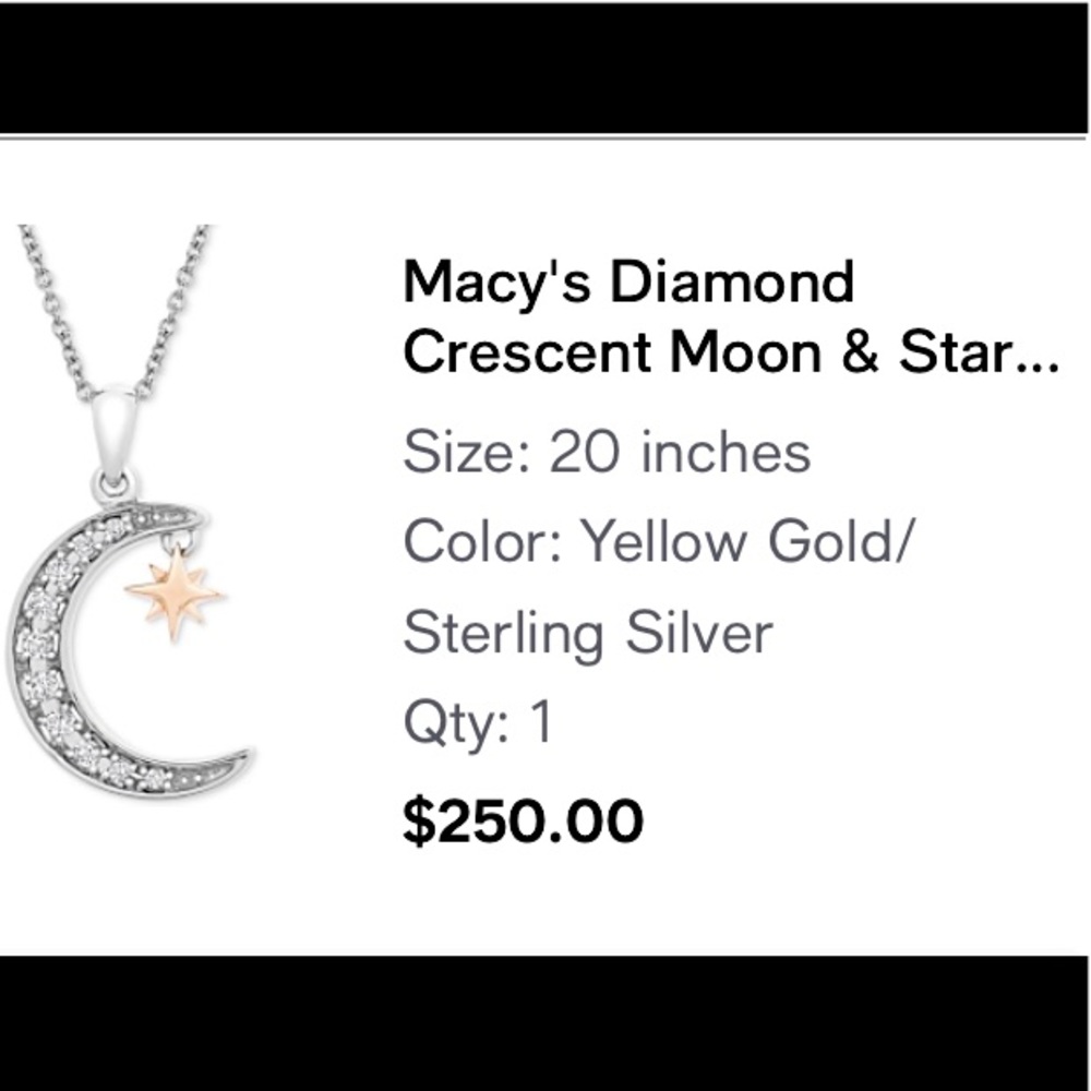 Crescent moon diamond star necklace